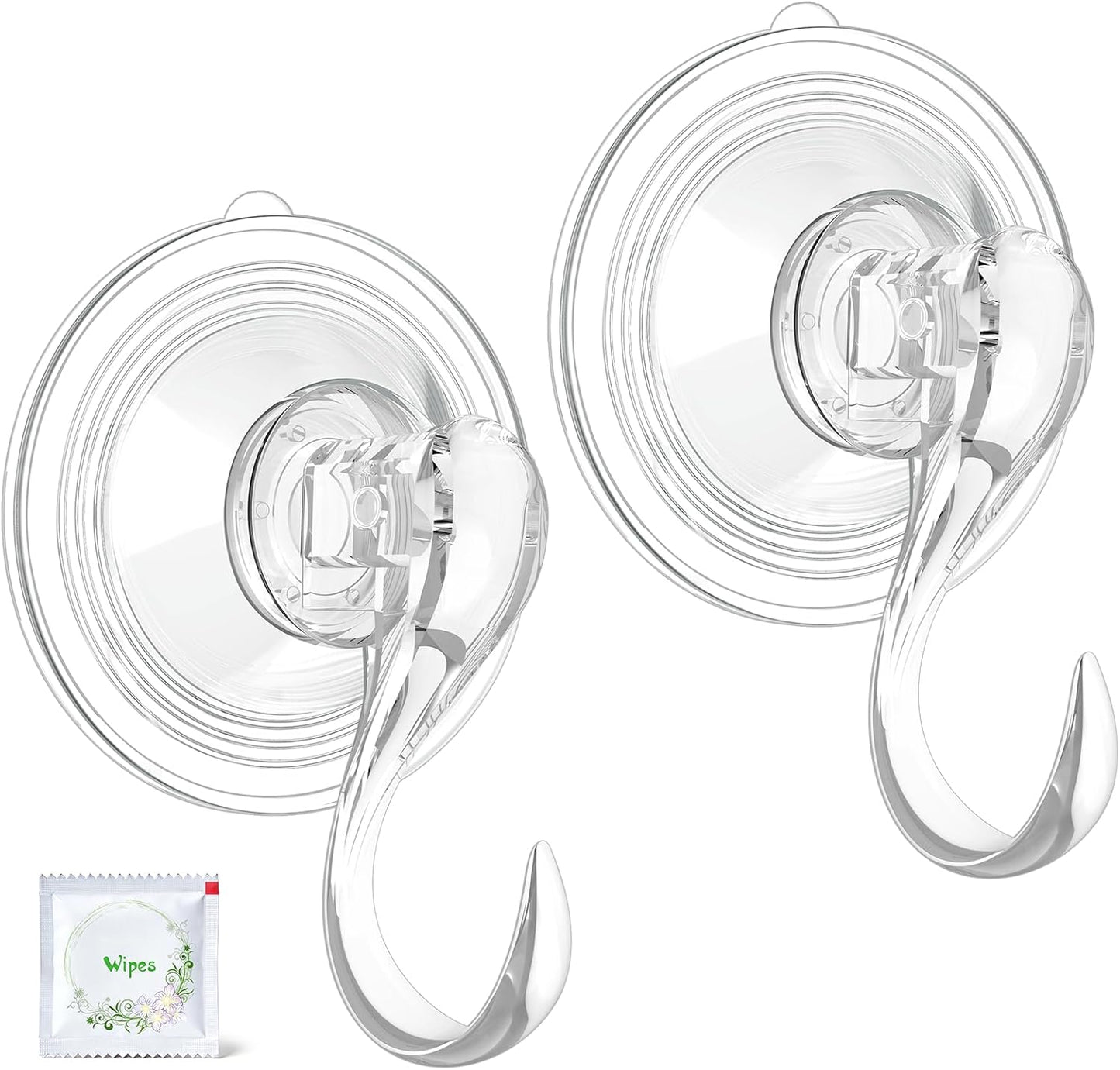 VIS'V Wreath Hanger - Heavy Duty Suction Cup Hooks | 22 LB Capacity, Clear, 2 Pack, Removable & Reusable
