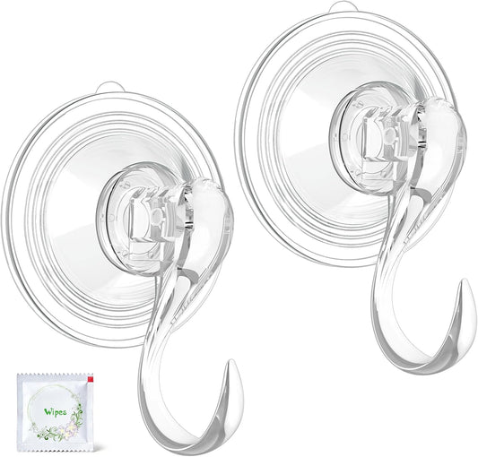 VIS'V Wreath Hanger - Heavy Duty Suction Cup Hooks | 22 LB Capacity, Clear, 2 Pack, Removable & Reusable