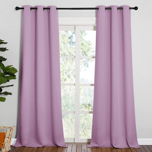 NICETOWN Room Darkening Drapes for Nursery - Light Blocking Curtain Panels for Bedroom Girl Room, Soft Fabric Window Treatment (Lilac, 42 inches Width by 95 inches Length, 1 Pair)
