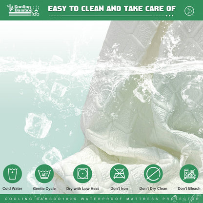 UNILIBRA Cal King Size Waterproof Mattress Protector, 3D Air Rayon Made from Bamboo Cooling Mattress Cover, Breathable Deep Pocket Mattress Pad Fits to 8''-21'' White