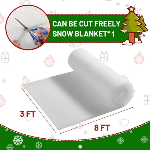 Fake Snow Blanket - Thickened 3 x 8 Ft Christmas Blanket for Holiday Decor & Party Backdrop