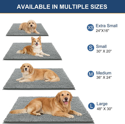 OLANLY Dog Door Mat - Ultra Absorbent Chenille Mud Doormat | Non-Slip, Washable, 30x20, Grey