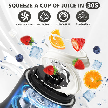 Skiennix Portable Blender - 20 OZ Personal Juicer for Shakes & Smoothies | USB-C Rechargeable, Travel-Friendly Design