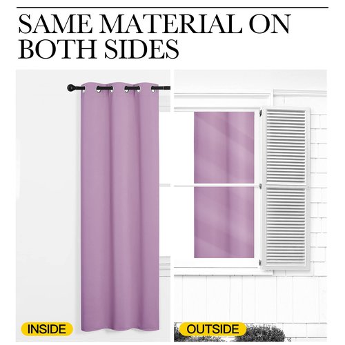 NICETOWN Room Darkening Drapes for Nursery - Light Blocking Curtain Panels for Bedroom Girl Room, Soft Fabric Window Treatment (Lilac, 42 inches Width by 95 inches Length, 1 Pair)