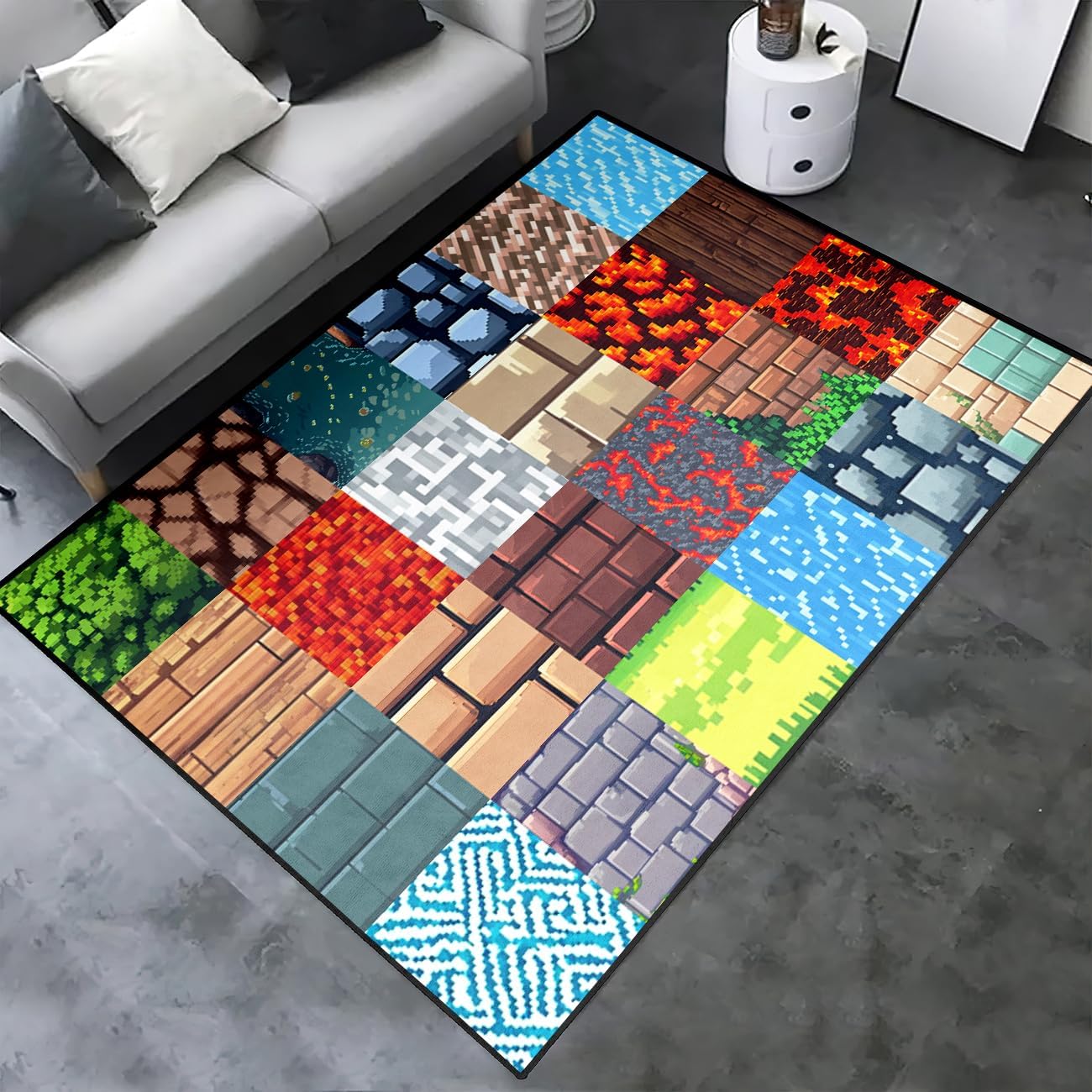 Skiennix Game Room Rug - Block Theme Carpet for Boys' Bedroom | 2'5" x 4' Gaming Floor Mat