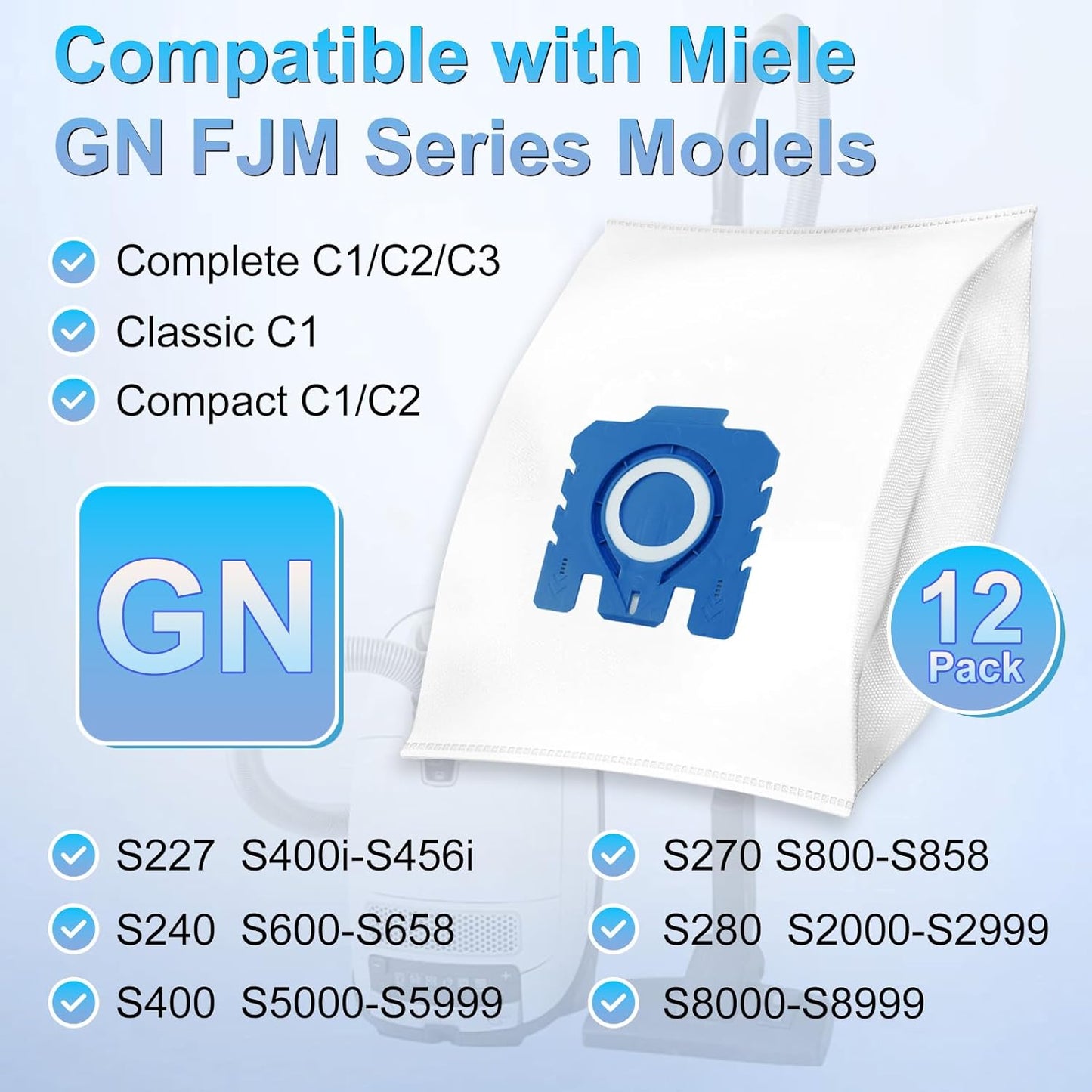 Miele 3D Airclean Dust Bags - Upgraded Replacement for Classic C1, Complete C1-C3, S2-S8 Series