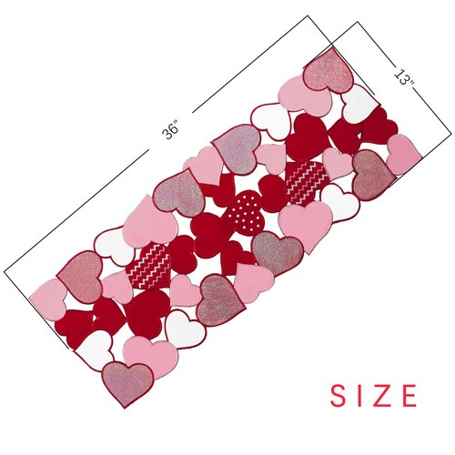 OWENIE Valentine‘s Day Table Runners, 13 x 36 Inch Valentines Table Centerpieces, Embroidered Love Heart Red Table Decorations, Mother's Day or Wedding Table Decor , Washable