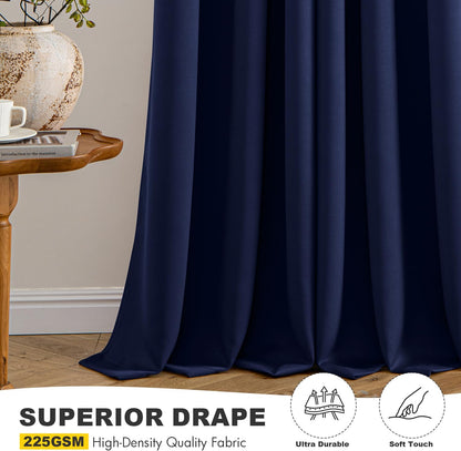 MIULEE Navy Blue Blackout Curtains - Thermal Insulated Room Darkening Drapes | 63 Inch, 2 Panels