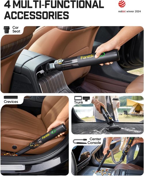 Fanttik V8 Mate Cordless Car Vacuum - Powerful 13000pa Suction, Portable Handheld Design | Black