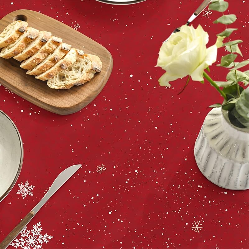 Horaldaily Christmas Tablecloth 60 x 84 Inch Oval - Red Snowman, 100% Polyester