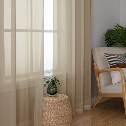 OWENIE Sheer Curtains 63 inch Length 2 Panels Set, Light Weight Soft Solid Light Filtering Fimly Sheer Curtains for Bedroom/Living Room/Dining Room/Nursery, Rod Pocket Window Treatments, 42Wx63L inch