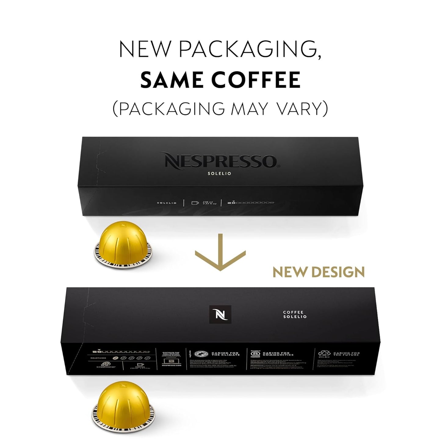 Nespresso Vertuo Solelio Coffee Capsules - Mild Roast 30-Count Pods for 7.8 oz Brews