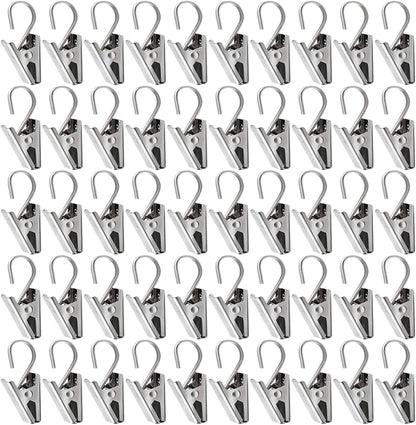Teenitor 50 PCS Stainless Steel Curtain Hooks - Durable Clips for Hanging Curtains & Photos | Home Decor