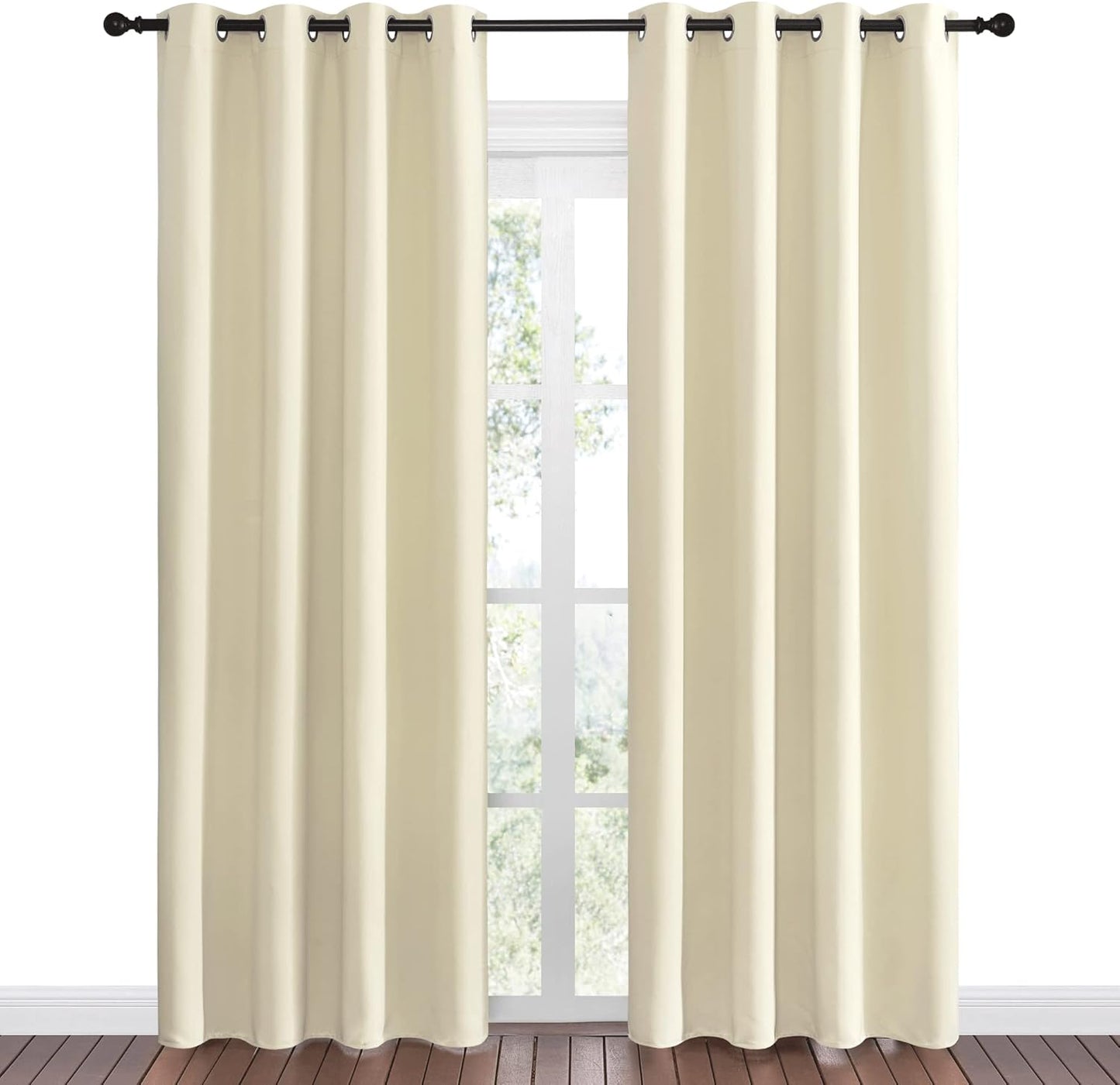 NICETOWN Beige Room Darkening Curtains - 86" Long | Total Privacy Drape Panels for Bedroom & Living Room (Set of 2, 55" Wide)
