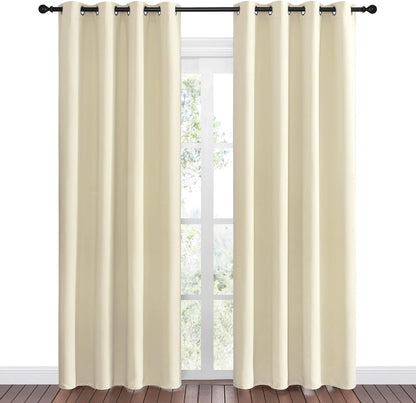 NICETOWN Beige Room Darkening Curtains - 86" Long | Total Privacy Drape Panels for Bedroom & Living Room (Set of 2, 55" Wide)
