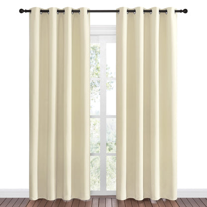 NICETOWN Beige Room Darkening Curtains 86" Long for Boho Farmhouse Home Decoration, Window Treatment Total Privacy Drape Panels for Bedroom Living Room Guest Room (55" Wide, Set of 2)