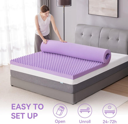 SINWEEK 2-Inch Egg Crate Memory Foam Mattress Topper - Twin Size, Soft Pad for Back Pain Relief