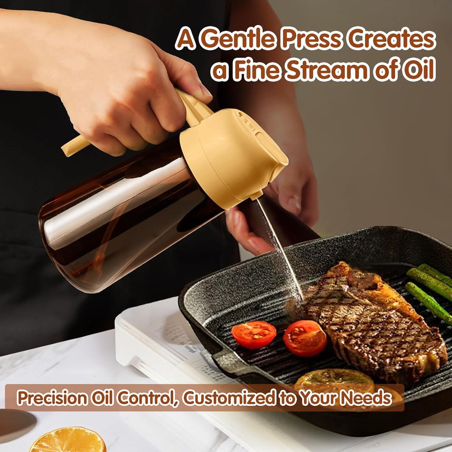 YARRAMATE Light Blocking Oil Sprayer - 16oz Food-Grade Olive Oil Dispenser Bottle | Dark Amber Glass for Kitchen & BBQ