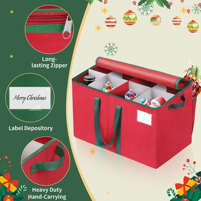 EverMerry Nutcracker Storage Box - Large Organizer for 8 Holiday Figurines | Red, 15 Inches