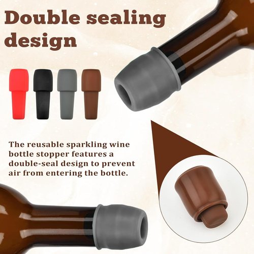 8Pcs Silicone Wine Stopper Leakproof Airtight Seal, Reusable Bottle Caps, Wine Bottle Cover Caps to Keep Wine Fresh, Beer Champagne Stopper Home Use