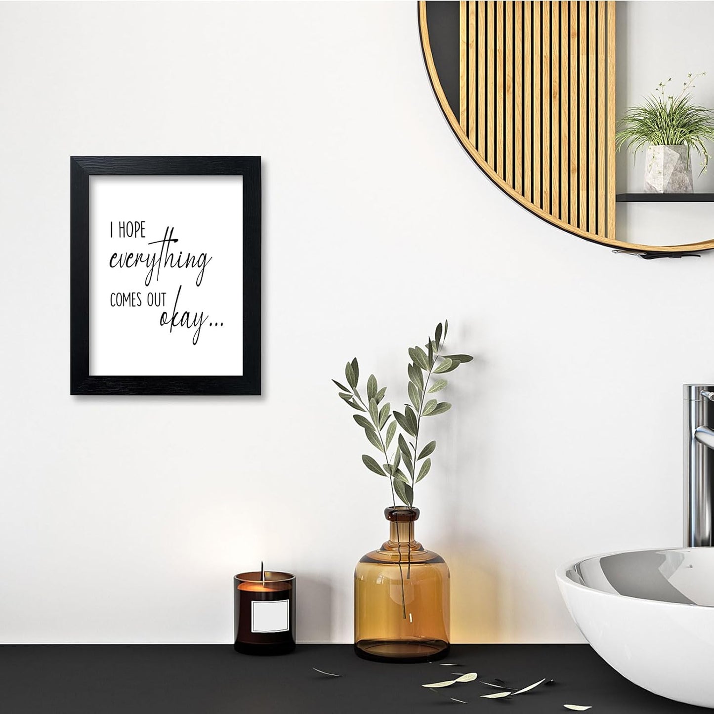 Pigort Funny Bathroom Sign - Black and White Wall Art | Humorous Toilet Decor for Guest Room, 8x10 Inch