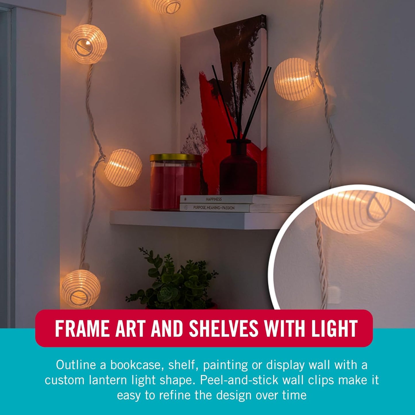 VELCRO Brand Indoor Light Clips - Damage-Free String Light Holders, Transparent, 48 Pack, Up to 100 ft