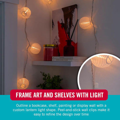VELCRO Brand Indoor Light Clips - Damage-Free String Light Holders, Transparent, 48 Pack, Up to 100 ft