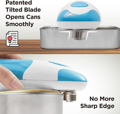 Kitchen Mama Electric Can Opener - Automatic, Hands-Free, Smooth Edge | Battery Operated, Sky Blue