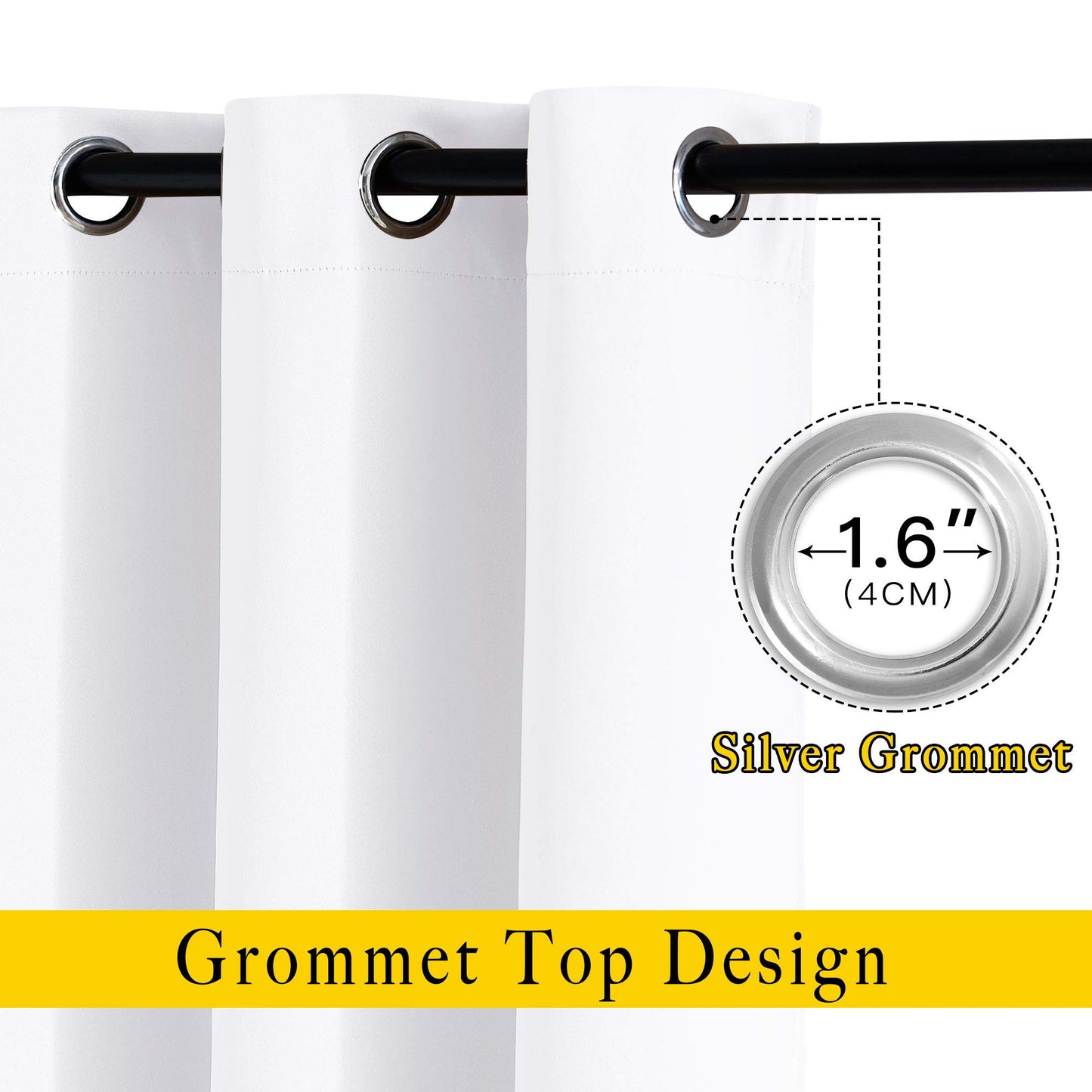 NICETOWN White Room Darkening Curtain Panels - Thermal Insulated Grommet 50% Room Darkening Window Drapes and Curtains for Bedroom/Basement (Set of 2, W37 x L54)