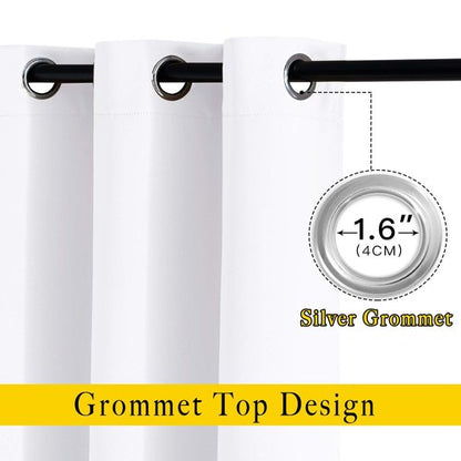 NICETOWN White Living Room Curtains 90 inches Long, Grommet Home Fashion Energy Saving Room Darkening Sound Dampening Window Treatments for Bedroom, 2 Panels, W52 x L90