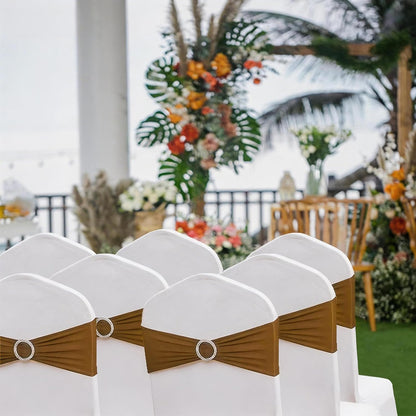 Bran Spandex Chair Sashes - Light Brown Wedding & Party Decor | Pack of 50