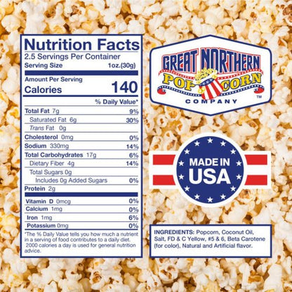 Great Northern Popcorn | 2.5oz Popcorn Machine Packets - All-in-One Movie Theater Style Kernels & Oil (24 Count)