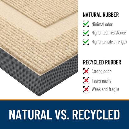 OLANLY Indoor Outdoor Front Door Mat - Waterproof, All-Weather, Easy Clean | Sturdy Natural Rubber, 23.5x15.5, Beige