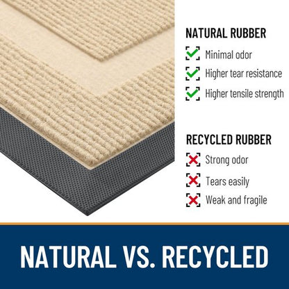 OLANLY Half Circle Door Mat Indoor Outdoor Entrance Welcome, Waterproof All-Season, All-Weather Doormat, Sturdy Natural Rubber, Low Profile, Easy Clean Patio Porch Entryway Mat, 33x21, Beige
