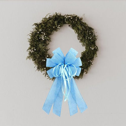 Large Blue Burlap Bow by [Brand Name] - Perfect for Wreaths & Spring Decor | Ideal for Weddings & Holidays