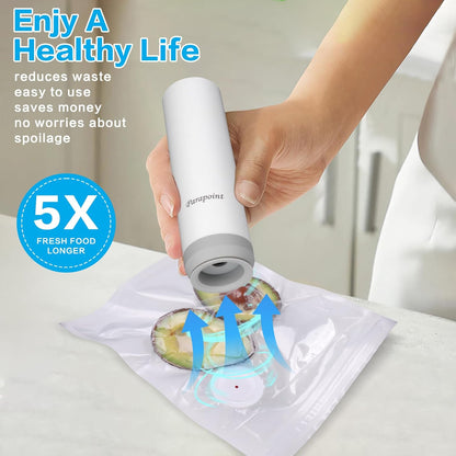 Skiennix Handheld Vacuum Sealer - Powerful Portable Food Sealer with 20 Reusable Bags