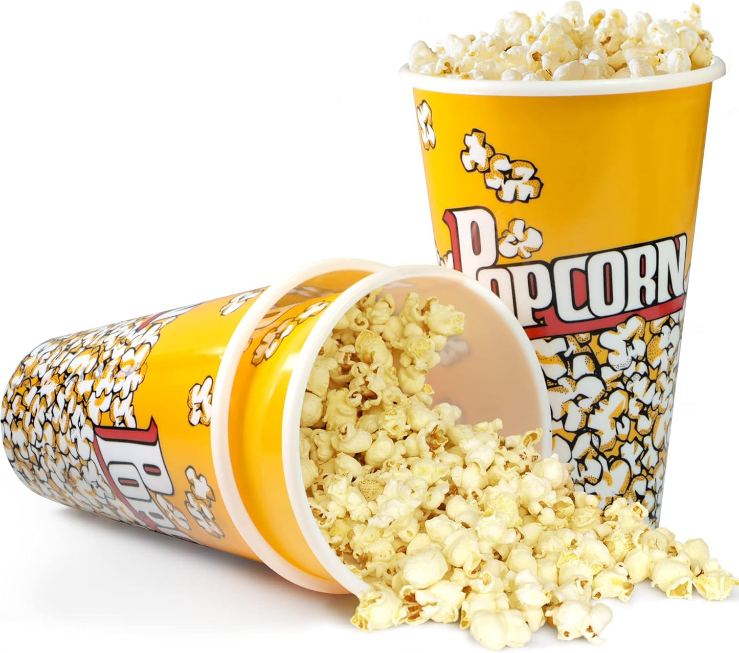 Novelty Place Retro Style Popcorn Containers - Perfect for Movie Night | 7" Tall x 4.5" Diameter (3 Pack)