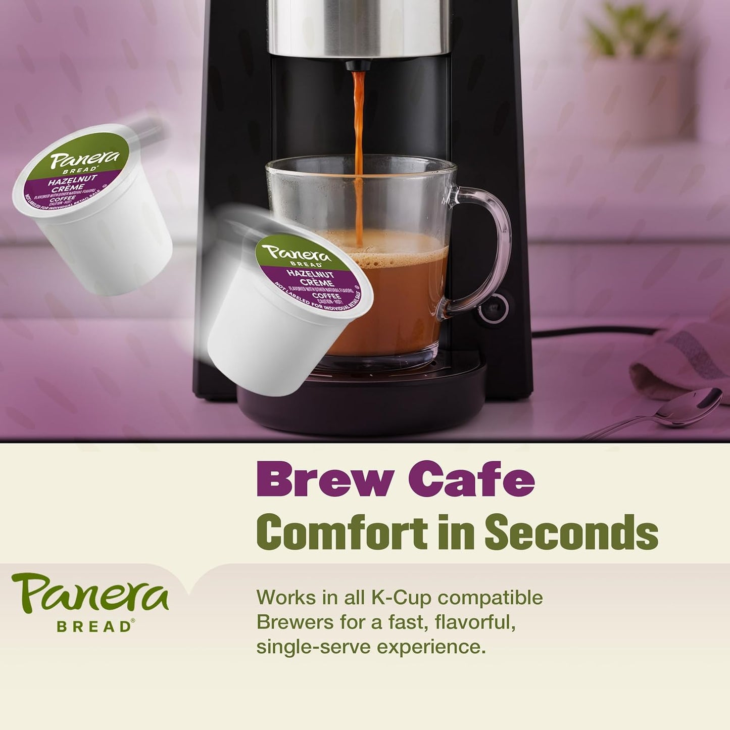 Panera Bread Hazelnut Crème Light Roast Coffee - Smooth Buttery Flavor, 100% Arabica, 60 Pods