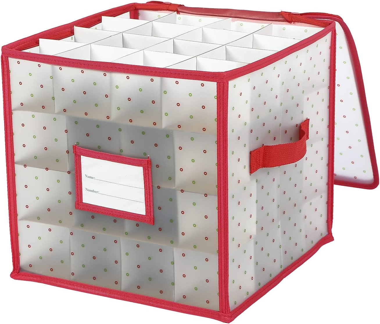 Sattiyrch Christmas Ornament Storage Box - Durable Dust-Proof Organizer with Customizable Dividers | Holds 64 x 3-Inch Ornaments
