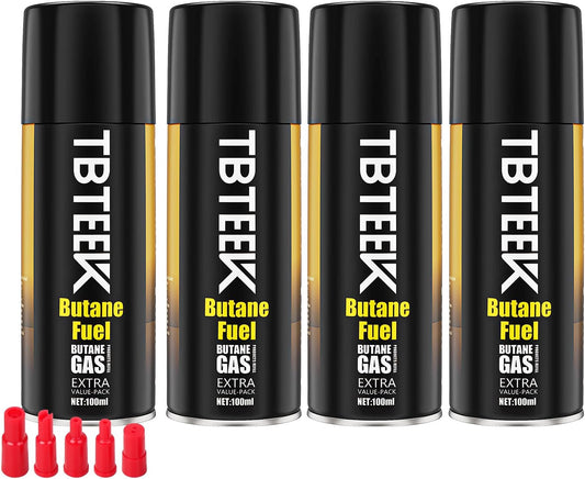 TBTeek Butane Refill - Ultra-Refined Lighter Fluid for Torch Lighters | 100ml Canister (4 Pack)