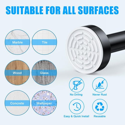 TEECK Shower Curtain Rod, 32-43 inch Adjustable Spring Tension Curtain Rod, Never Rust Anti-Slip Shower Curtain Rod for Bathroom, No Drilling, Never Collapse, Easy to Use, Black