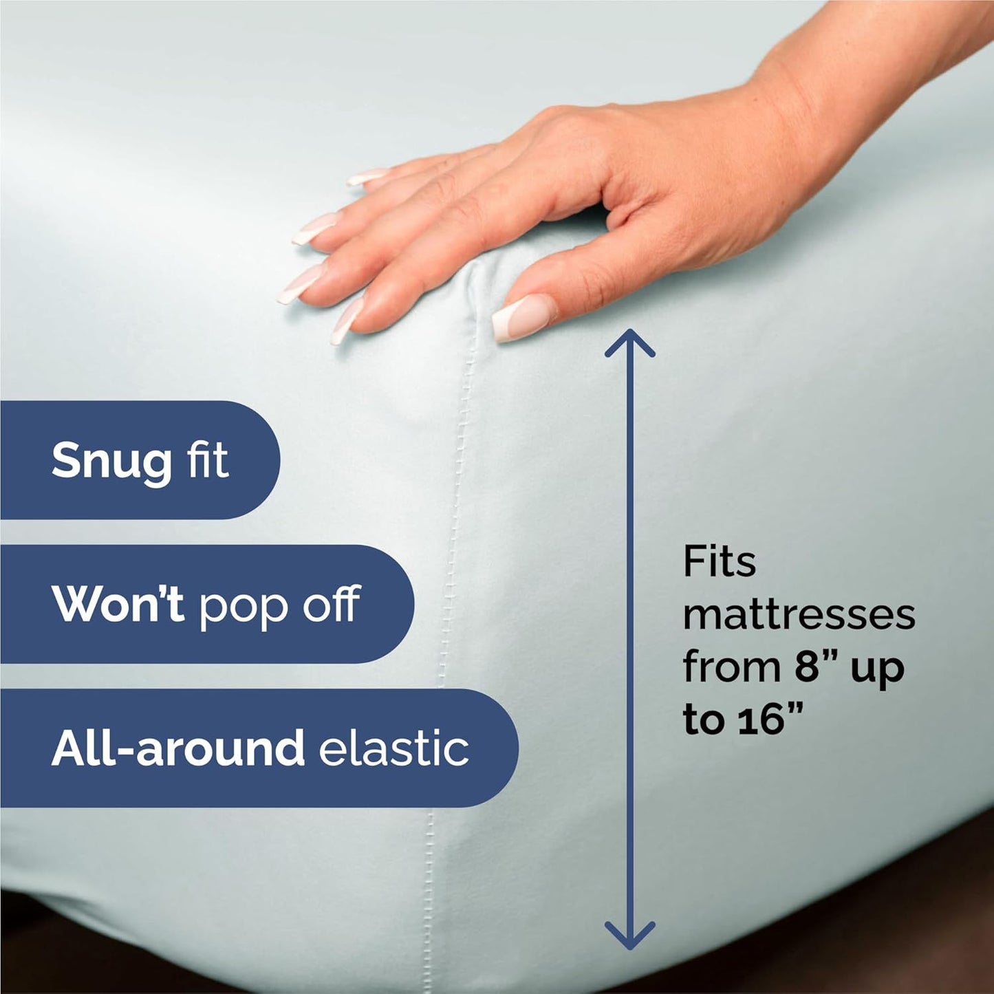 Split King Size 5-Piece Sheet Set - Comfy Cooling Bed Sheets for Luxury Sleep - Deep Pockets, Soft & Wrinkle-Free - Oeko-Tex Certified - Ice Blue