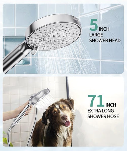 SR SUN RISE Filtered Shower Head with Handheld High Pressure 9 Spray Mode Showerhead Detachable Shower Head Water Softener Filters Beads for Hard Water Remove Chlorine 4 Filters Chrome