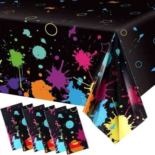 Glow Party | Neon Plastic Table Covers - 108 x 54 Inch Disposable Tablecloths for Black Light Events (6 Pack)