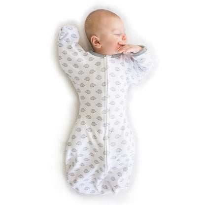 SwaddleDesigns Transitional Swaddle Sack, Arms Up Half-Length Sleeves & Mitten Cuffs, Swaddle for Newborn Transition to Baby Sleep Sack Wearable Blanket, Medium, 3-6 month, 14-21 lb, Tiny Hedgehogs