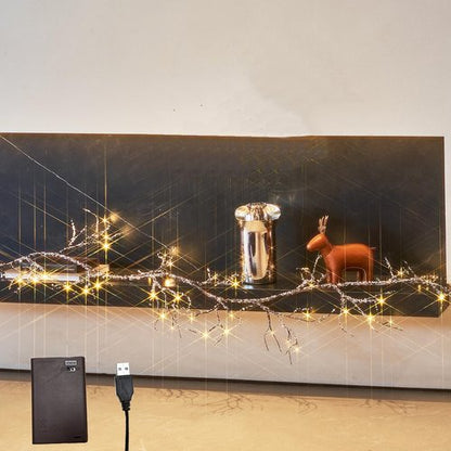 BAOLITVINE Lighted Iced Garland - 6FT Battery Operated & USB Plug-In | 48 Warm White LED Lights for Christmas Decor