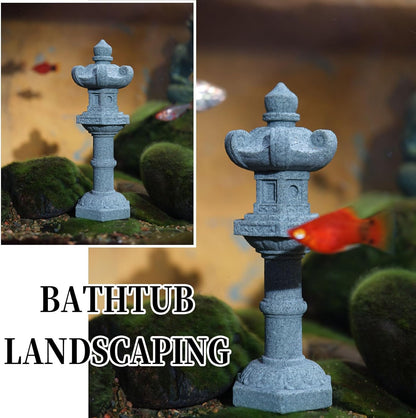 Saihisday Miniature Asian Decor - Japanese Lantern & Chinese Pagoda Statues for Fish Tank | 6pcs Set