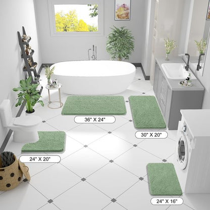 OLANLY Bathroom Rugs 30x20, Extra Soft Absorbent Chenille Bath Rugs, Rubber Backing Quick Dry, Machine Washable Bath Mats for Bathroom Floor, Tub and Shower, Home Decor Accessories, Sage Green