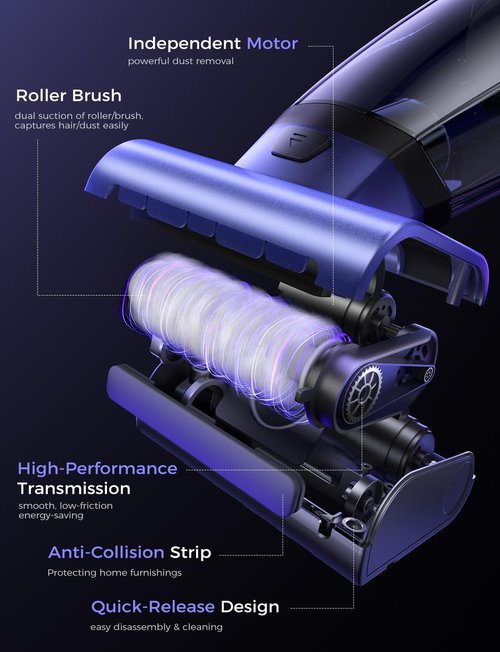 MAGIC JOHN Cordless Pet Hair Handheld Vacuum - 20000PA High Power with Motorized Brush & LED Light