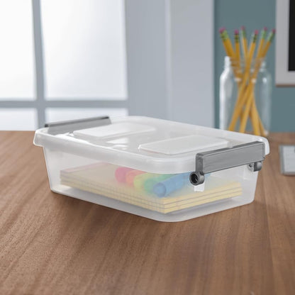 2 Pack 2.7 Qt Clear Storage Bins – Stackable Plastic Organizer Containers, Lids, Write-On Labels, 11 3/4" L x 7 3/8" W x 3 1/4" H – Variation: 2Pack+2.7qt